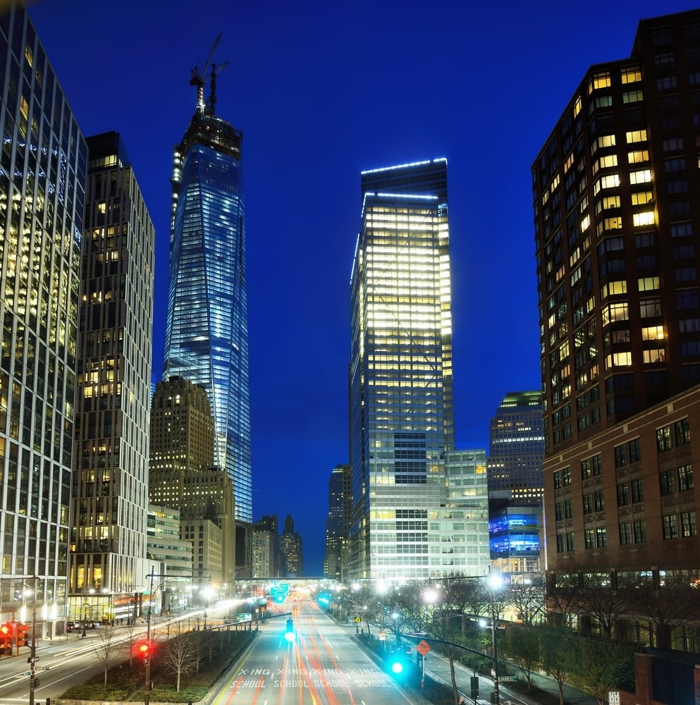 Financial district cityscape of New York City Financial district cityscape of New York City